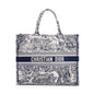 Christian Dior 2021 Large Ecru and Blue Toile de Jouy Embroidery Canvas Book Tote Rovelle Bags