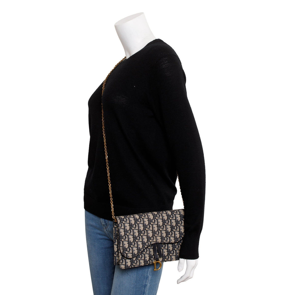 Christian Dior 2021 Oblique Jacquard Saddle Pouch with Chain Rovelle Bags