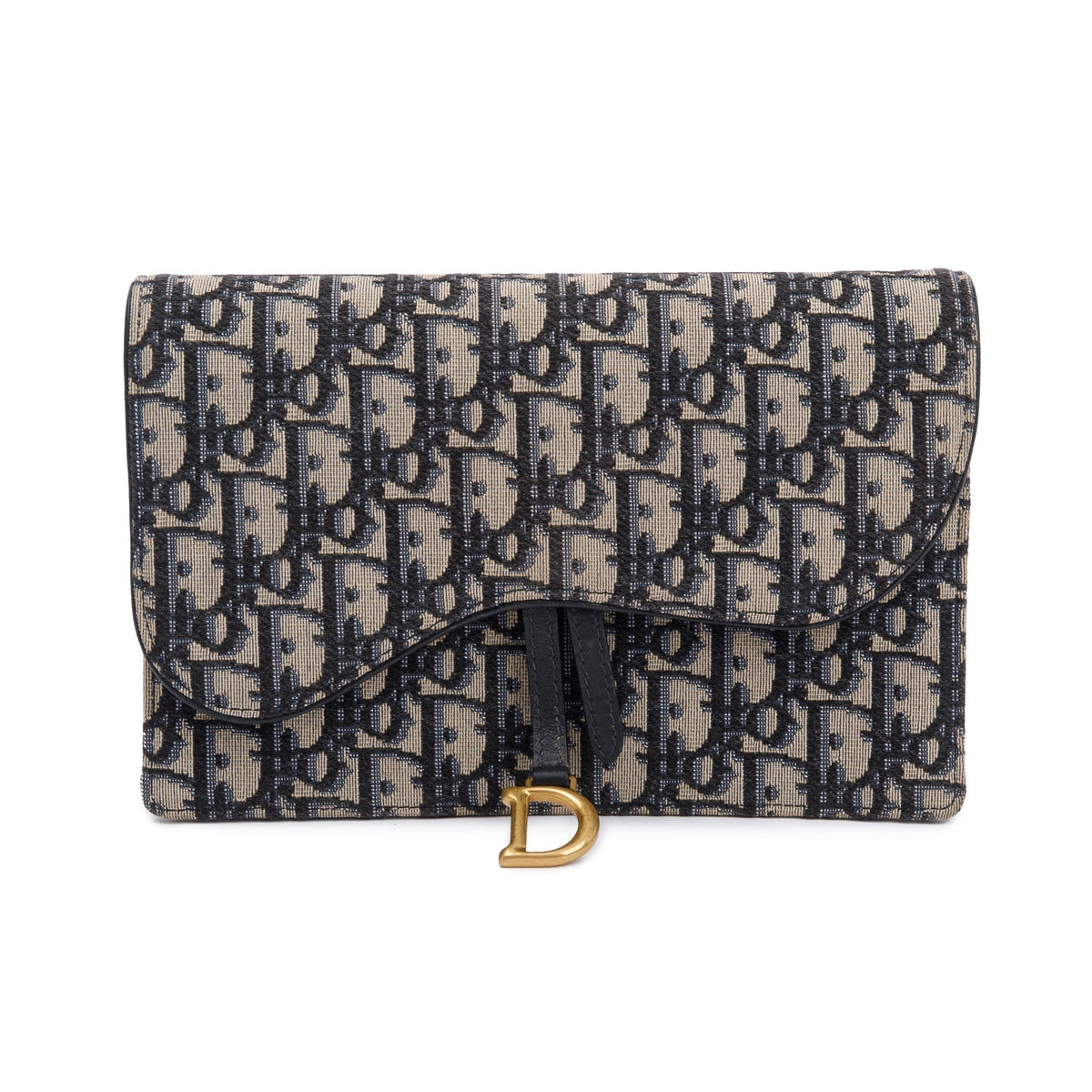 Christian Dior 2021 Oblique Jacquard Saddle Pouch with Chain Rovelle Bags