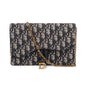 Christian Dior 2021 Oblique Jacquard Saddle Pouch with Chain Rovelle Bags
