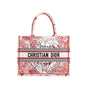 Christian Dior 2021 Red & White Royaume d'Amour Embroidery Medium Book Tote Rovelle Bags