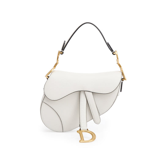 Christian Dior 2021 White Calfskin Leather Mini Saddle Bag Rovelle Bags