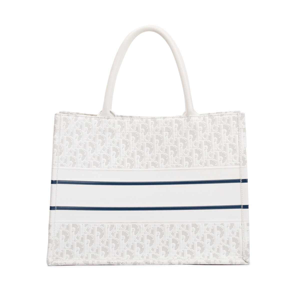 Christian Dior 2021 White Oblique Embossed Leather Medium Book Tote Rovelle Bags