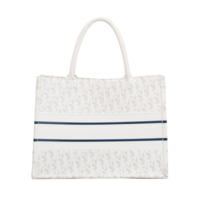 Christian Dior 2021 White Oblique Embossed Leather Medium Book Tote Rovelle Bags