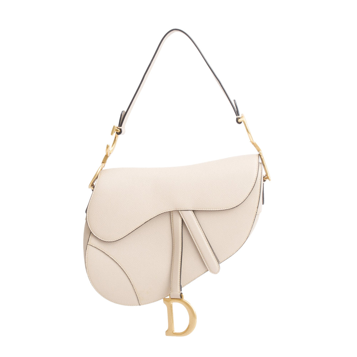 Christian Dior 2022 Beige Grained Calfskin Leather Saddle Bag Rovelle Bags