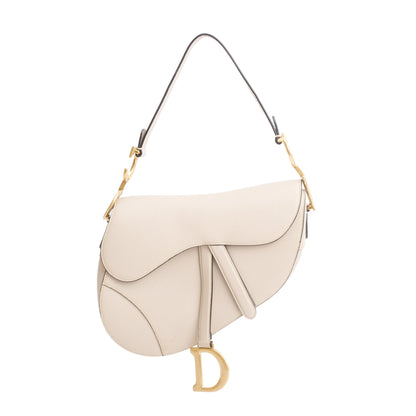 Christian Dior 2022 Beige Grained Calfskin Leather Saddle Bag Rovelle Bags