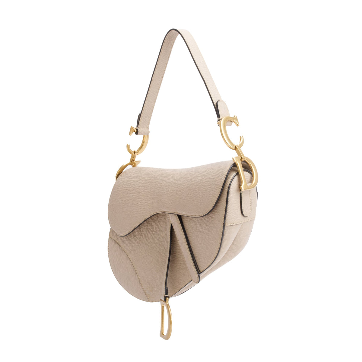 Christian Dior 2022 Beige Grained Calfskin Leather Saddle Bag Rovelle Bags