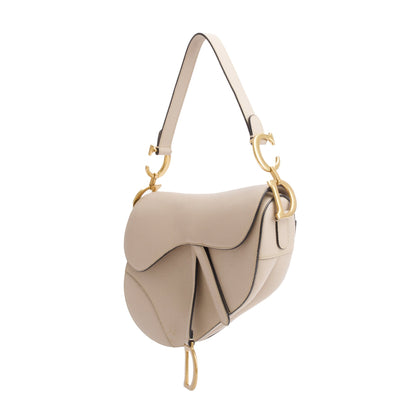 Christian Dior 2022 Beige Grained Calfskin Leather Saddle Bag Rovelle Bags