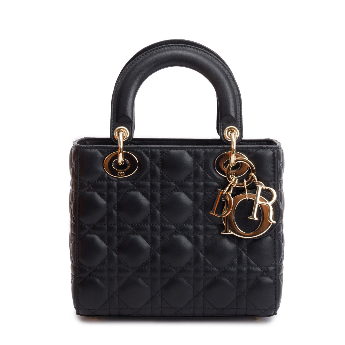 Christian Dior 2022 Black Cannage Lambskin Leather Small Lady Dior Bag Rovelle Bags