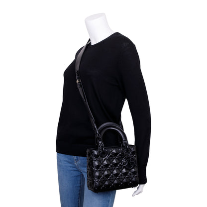 Christian Dior 2022 Black Diamond Motif Cannage Leather Small Lady Dior My Abcdior Bag Rovelle Bags