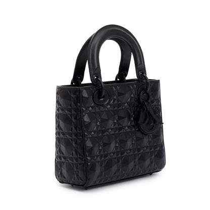 Christian Dior 2022 Black Diamond Motif Cannage Leather Small Lady Dior My Abcdior Bag Rovelle Bags