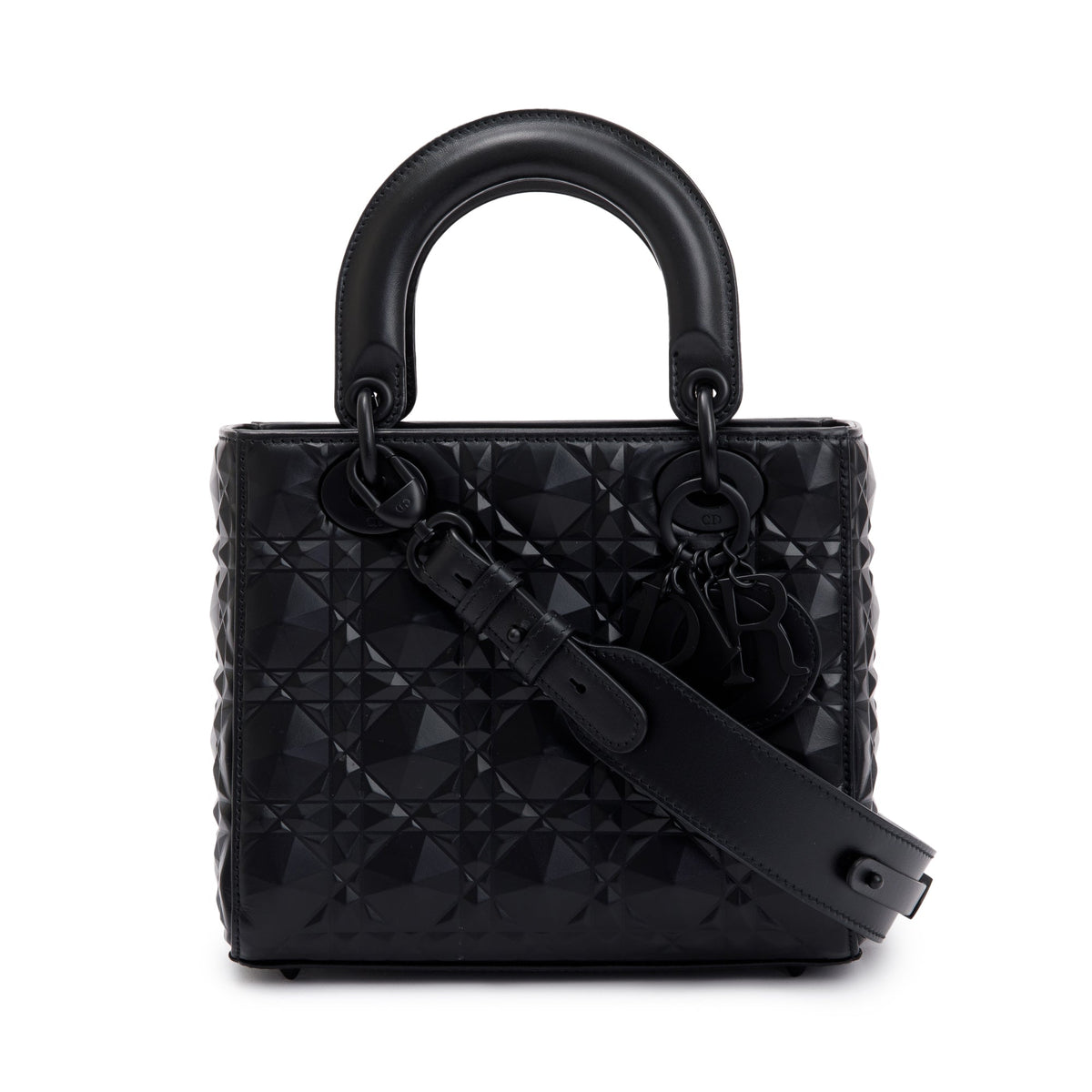 Christian Dior 2022 Black Diamond Motif Cannage Leather Small Lady Dior My Abcdior Bag Rovelle Bags