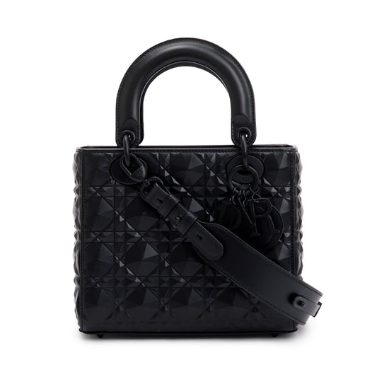 Christian Dior 2022 Black Diamond Motif Cannage Leather Small Lady Dior My Abcdior Bag Rovelle Bags