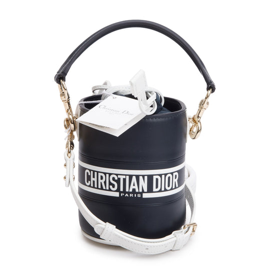 Christian Dior 2022 Black Lambskin Leather Micro Vibe Drawstring Bucket Bag Rovelle Bags