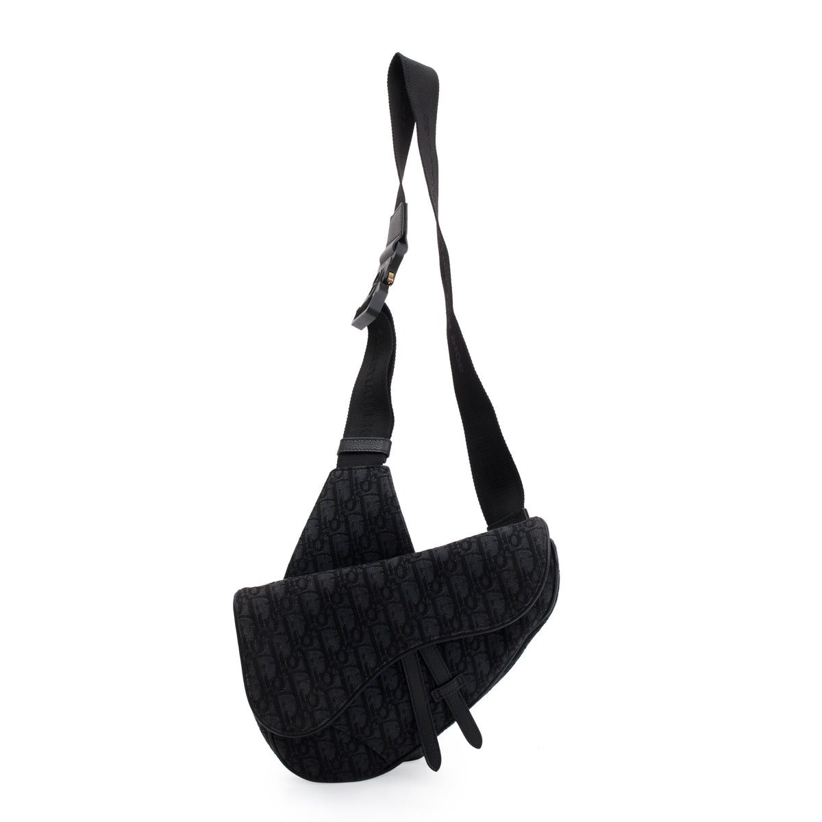 Christian Dior 2022 Black Oblique Jacquard Saddle Bag Rovelle Bags