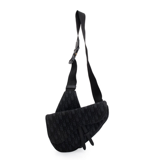 Christian Dior 2022 Black Oblique Jacquard Saddle Bag Rovelle Bags
