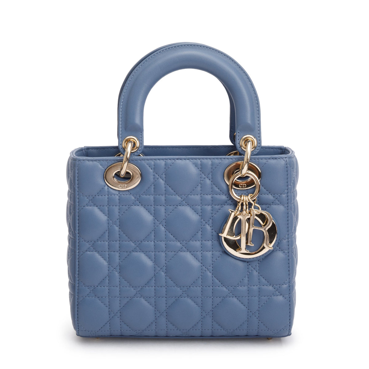 Christian Dior 2022 Blue Cannage Lambskin Leather Small Lady Dior Bag Rovelle Bags