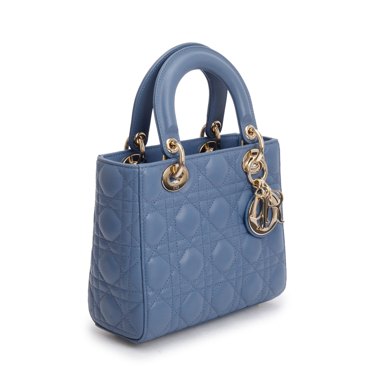 Christian Dior 2022 Blue Cannage Lambskin Leather Small Lady Dior Bag Rovelle Bags