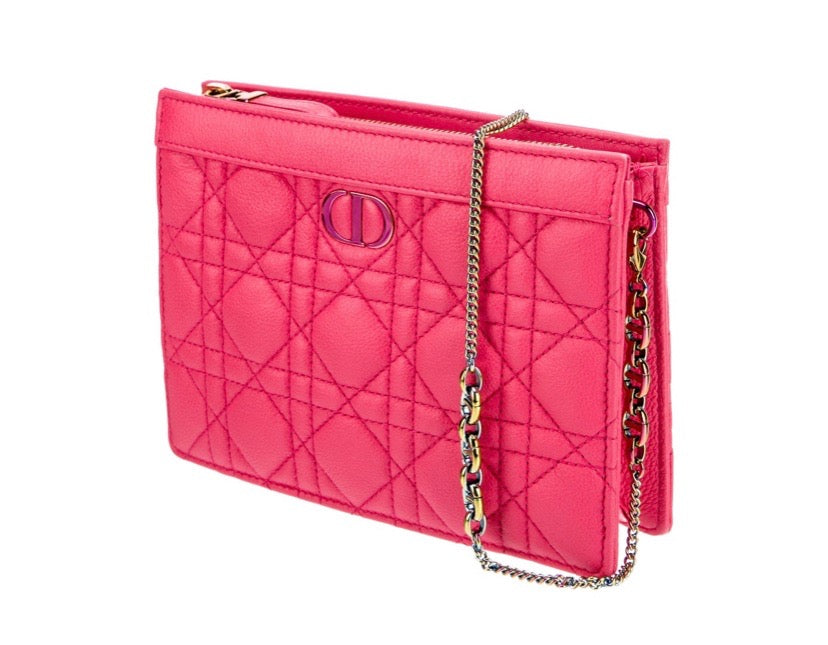 CHRISTIAN DIOR CANNAGE CARO ZIPPED POUCH WITH CHAIN Rovelle Bags