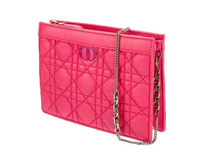 CHRISTIAN DIOR CANNAGE CARO ZIPPED POUCH WITH CHAIN Rovelle Bags