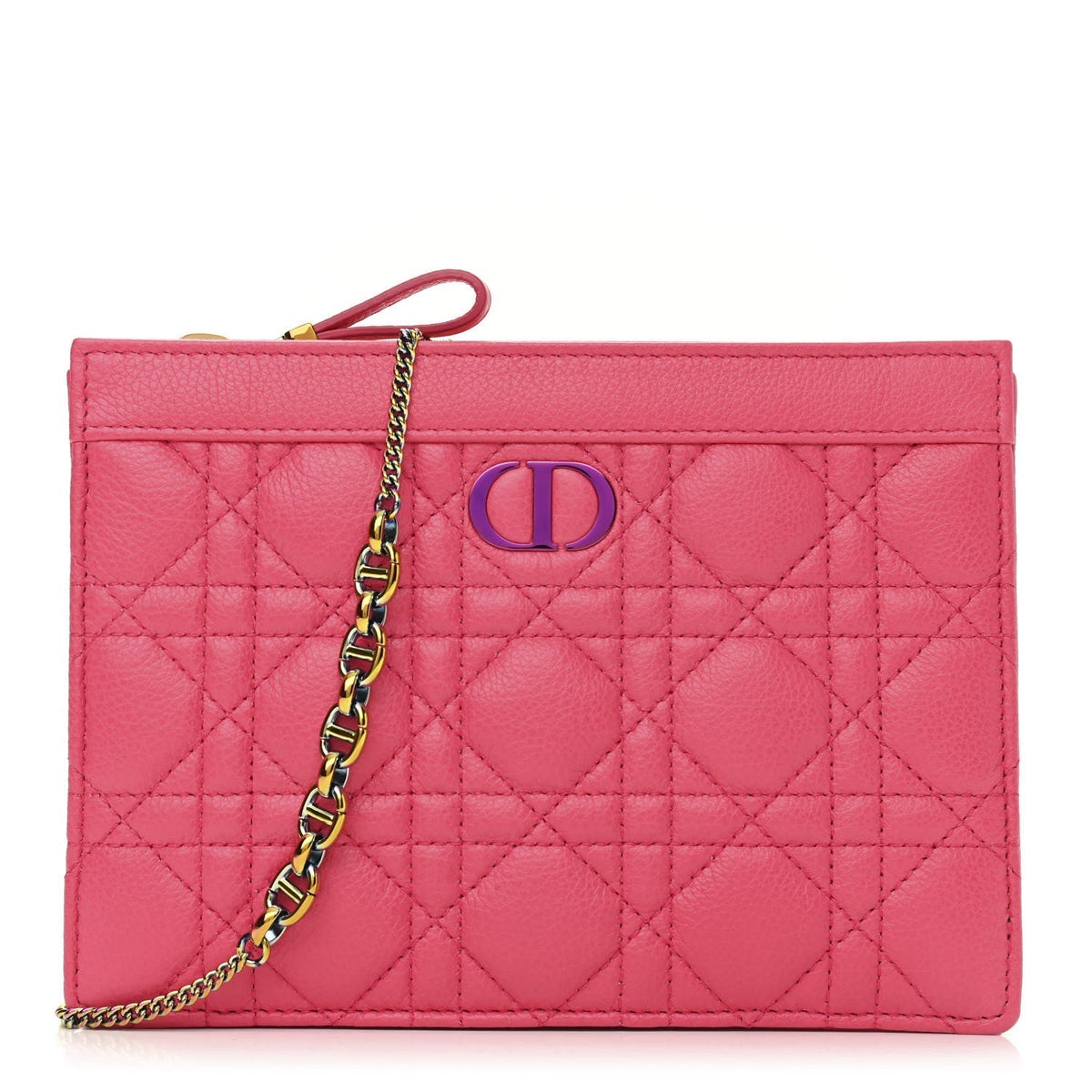 CHRISTIAN DIOR CANNAGE CARO ZIPPED POUCH WITH CHAIN Rovelle Bags