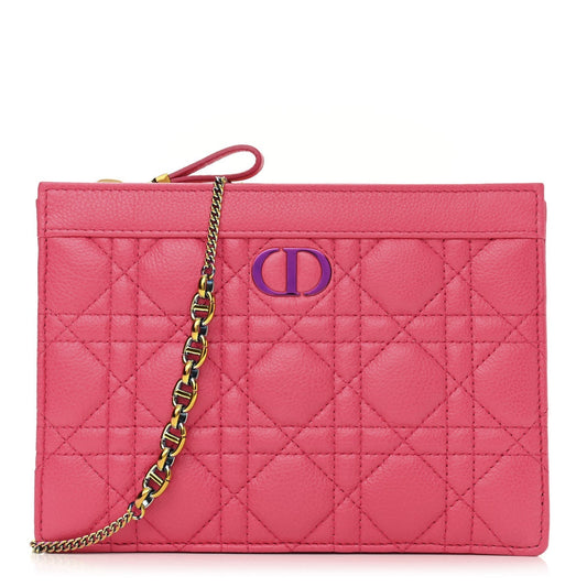 CHRISTIAN DIOR CANNAGE CARO ZIPPED POUCH WITH CHAIN Rovelle Bags