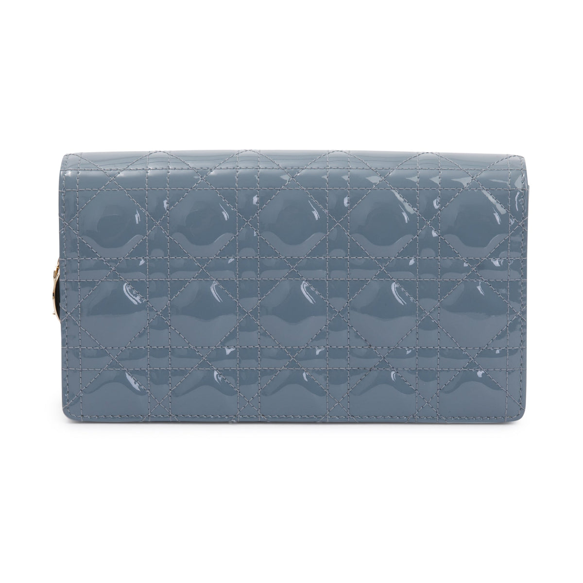 Christian Dior 2022 Cloud Blue Patent Leather Lady Dior Chain Pouch Rovelle Bags