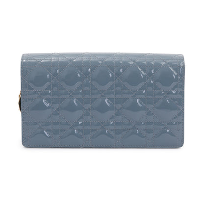 Christian Dior 2022 Cloud Blue Patent Leather Lady Dior Chain Pouch Rovelle Bags