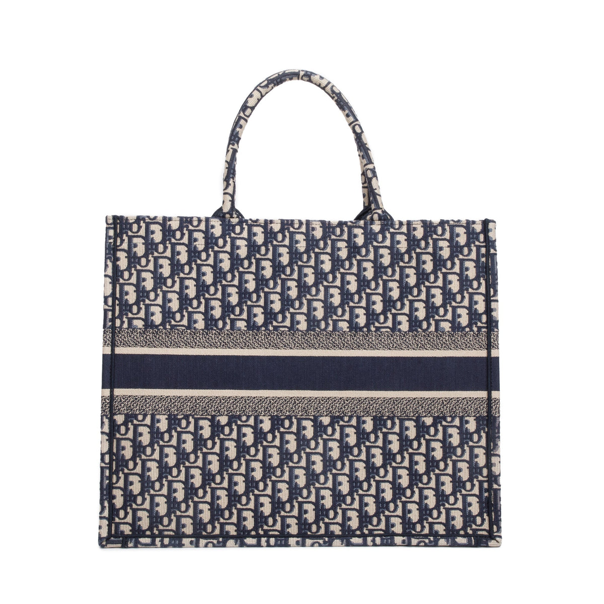 Christian Dior 2022 Ecru and Blue Dior Oblique Embroidery Large Book Tote Rovelle Bags