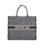 Christian Dior 2022 Ecru and Blue Dior Oblique Embroidery Large Book Tote Rovelle Bags