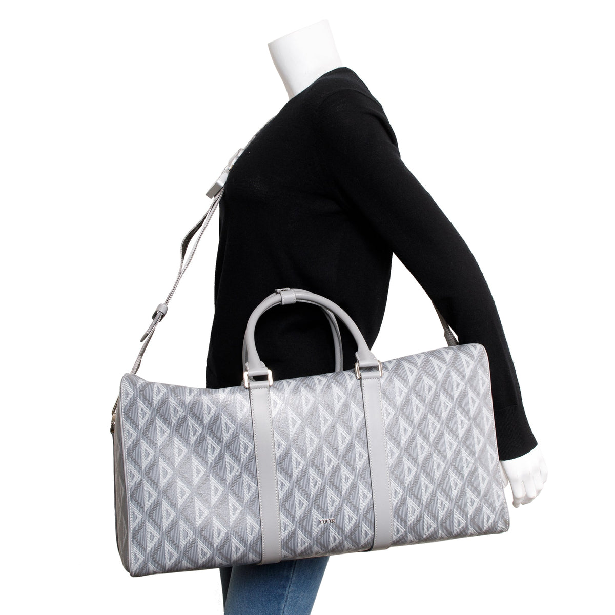 Christian Dior 2022 Gray CD Diamond Lingot 50 Duffle Bag Rovelle Bags