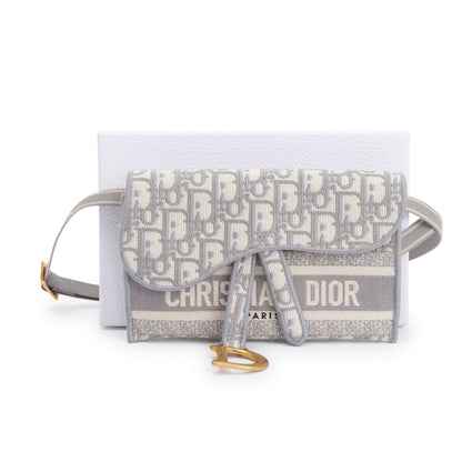 Christian Dior 2022 Grey Oblique Slim Saddle Belt Pouch Rovelle Bags