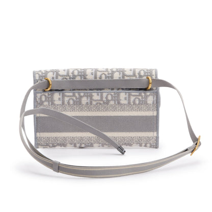Christian Dior 2022 Grey Oblique Slim Saddle Belt Pouch Rovelle Bags
