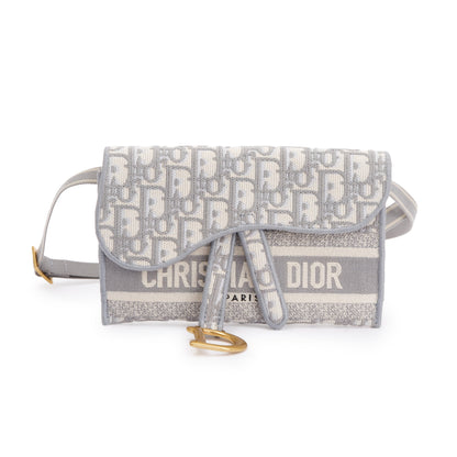 Christian Dior 2022 Grey Oblique Slim Saddle Belt Pouch Rovelle Bags