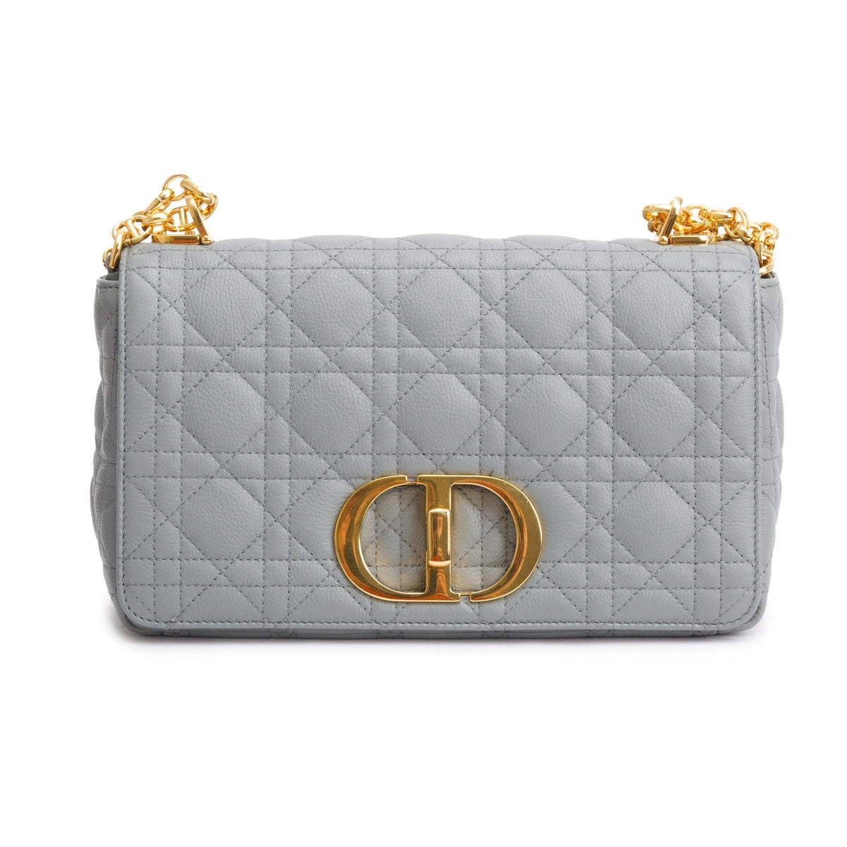 Christian Dior 2022 Grey Supple Cannage Calfskin Leather Medium Dior Caro Bag Rovelle Bags