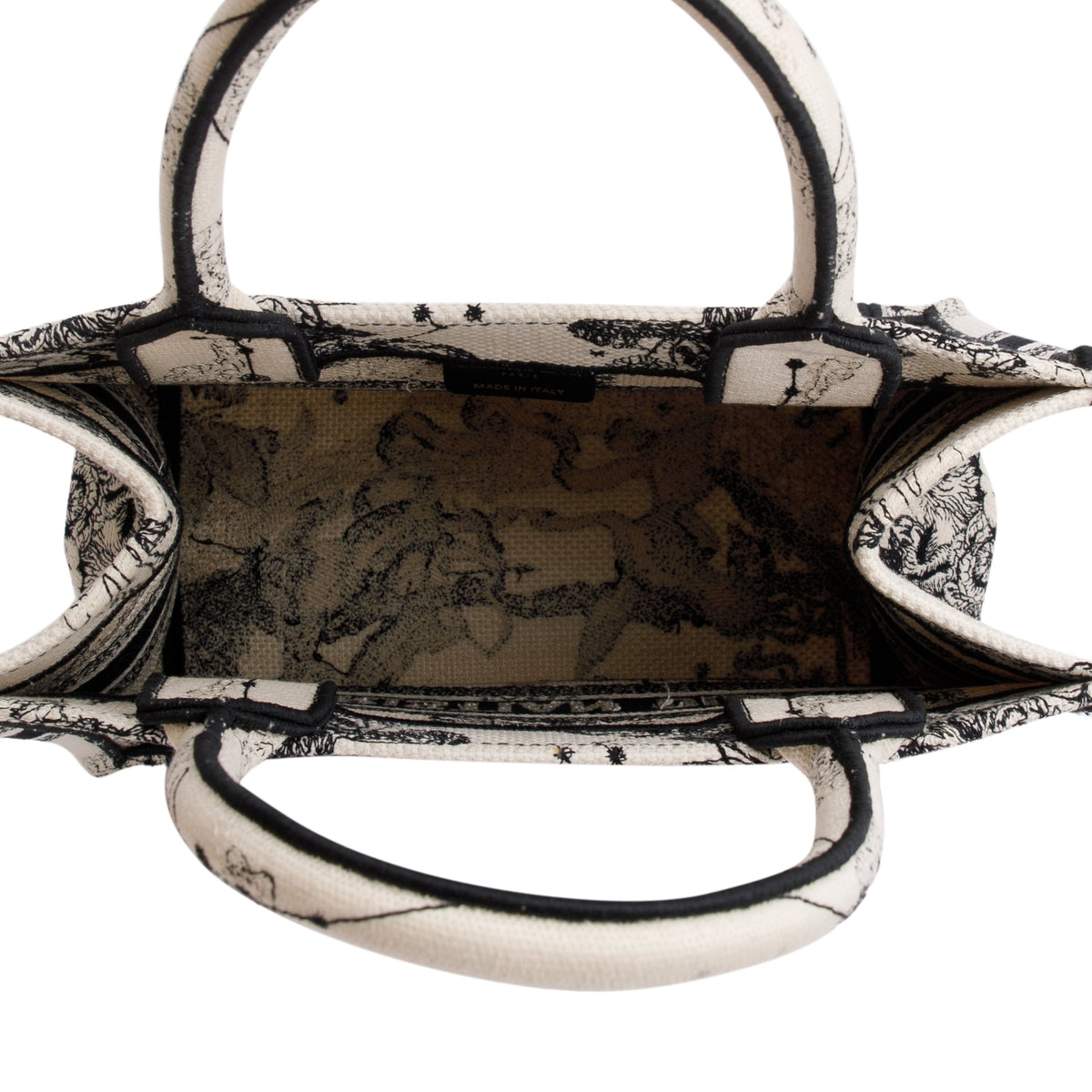 Christian Dior 2022 Latte & Black Toile de Jouy Zodiac Embroidery Small Book Tote Rovelle Bags