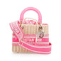 Christian Dior 2022 Natural Wicker Pink Oblique Medium Lady Dior Bag Rovelle Bags