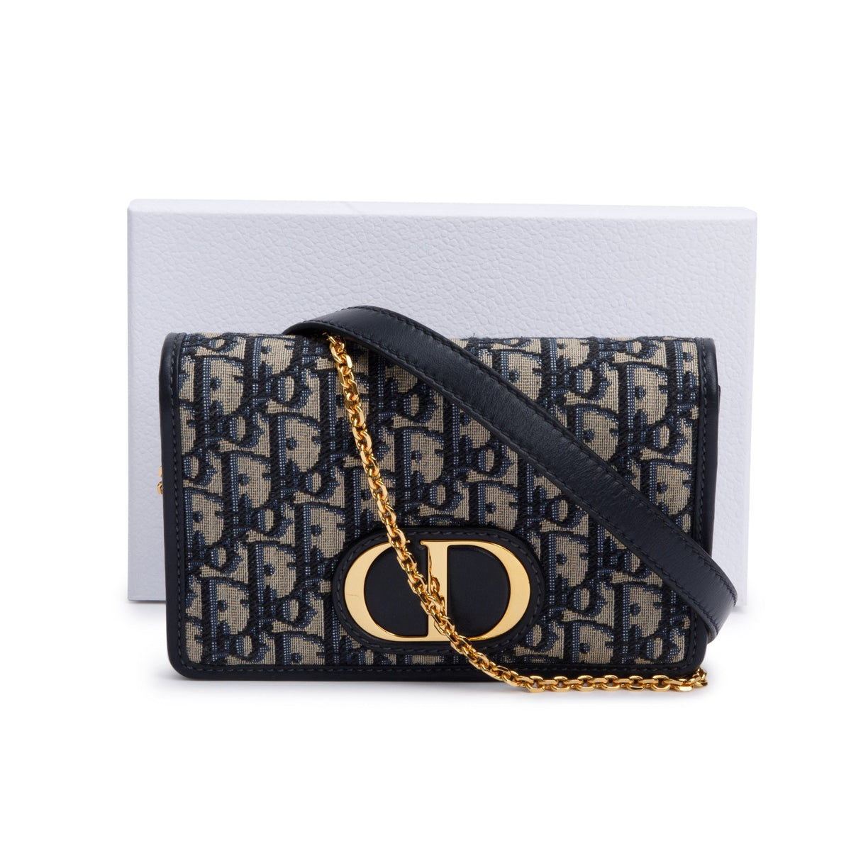 Christian Dior 2022 Navy Oblique 30 Montaigne 2-In-1 Pouch Bag Rovelle Bags