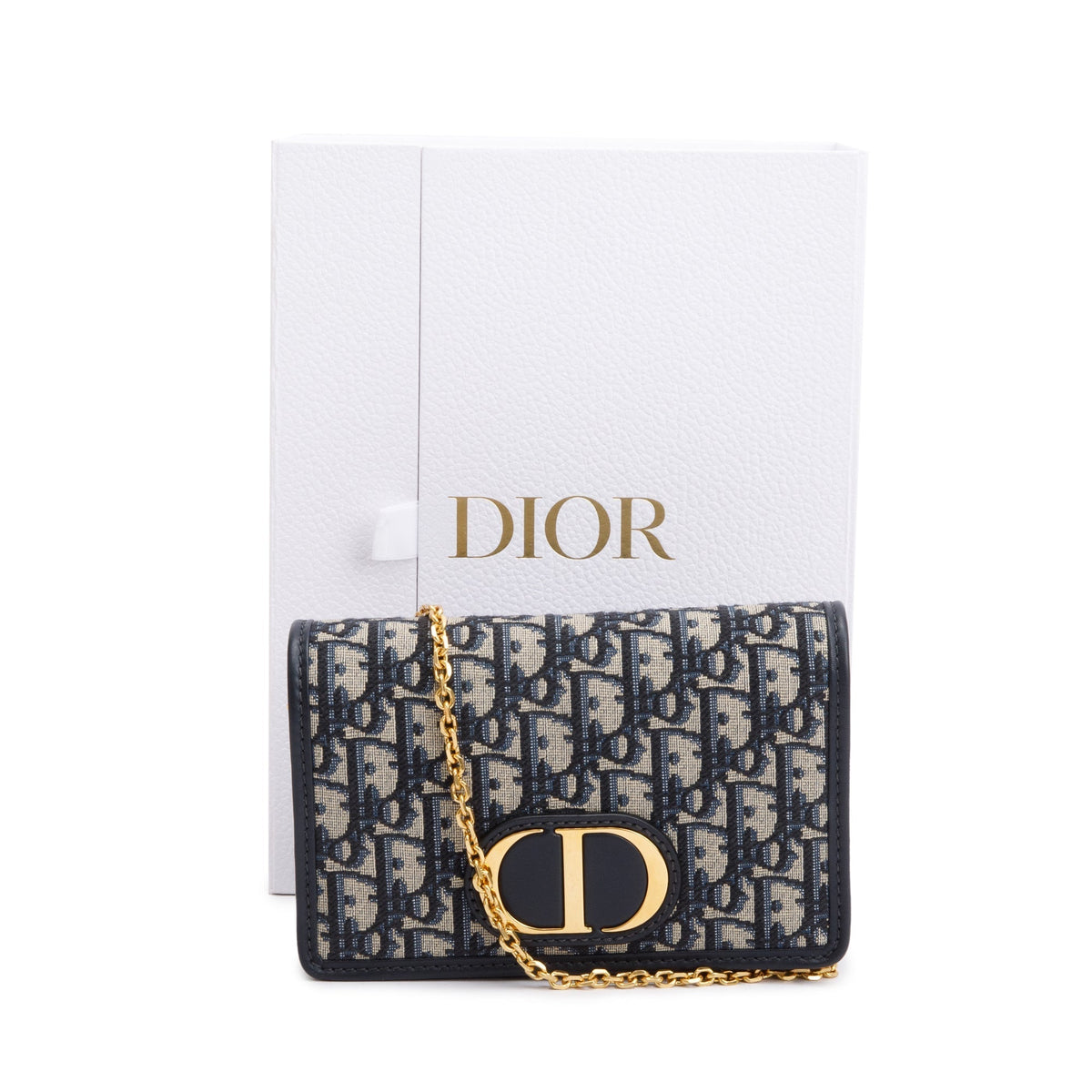 Christian Dior 2022 Navy Oblique 30 Montaigne 2-In-1 Pouch Bag Rovelle Bags