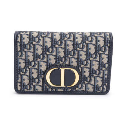 Christian Dior 2022 Navy Oblique 30 Montaigne 2-In-1 Pouch Bag Rovelle Bags