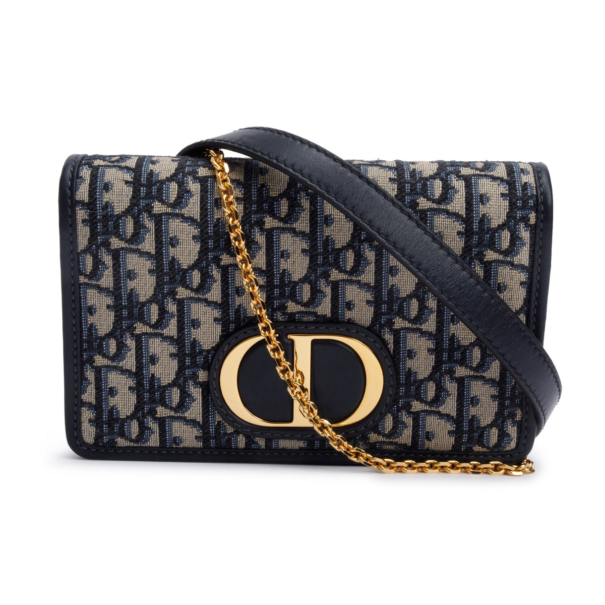 Christian Dior 2022 Navy Oblique 30 Montaigne 2-In-1 Pouch Bag Rovelle Bags