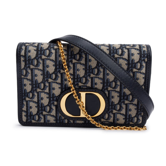 Christian Dior 2022 Navy Oblique 30 Montaigne 2-In-1 Pouch Bag Rovelle Bags