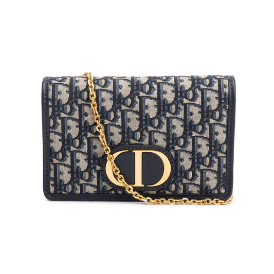 Christian Dior 2022 Navy Oblique 30 Montaigne 2-In-1 Pouch Bag Rovelle Bags