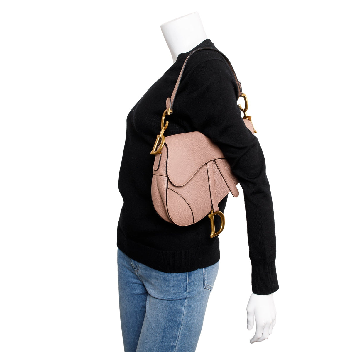 Christian Dior 2022 Neutral Grained Calfskin Leather Medium Saddle Bag Rovelle Bags