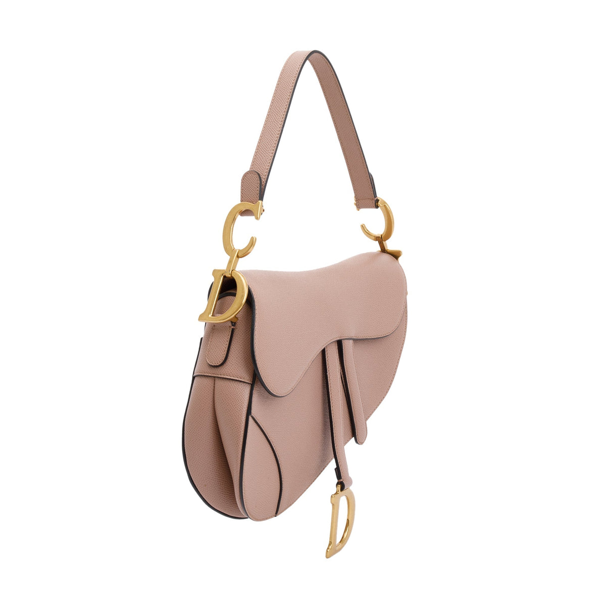 Christian Dior 2022 Neutral Grained Calfskin Leather Medium Saddle Bag Rovelle Bags