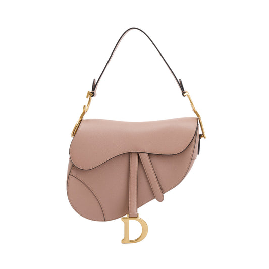 Christian Dior 2022 Neutral Grained Calfskin Leather Medium Saddle Bag Rovelle Bags
