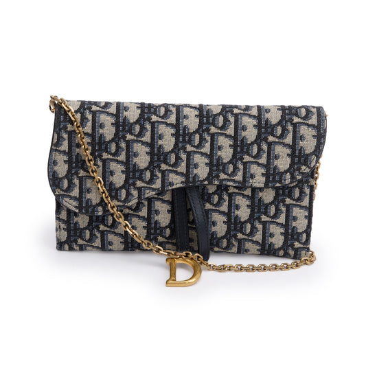 Christian Dior 2022 Oblique Long Saddle Wallet on Chain Rovelle Bags