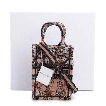 Christian Dior 2022 Pink Jardin Magique Embroidered Mini Vertical Book Tote Rovelle Bags