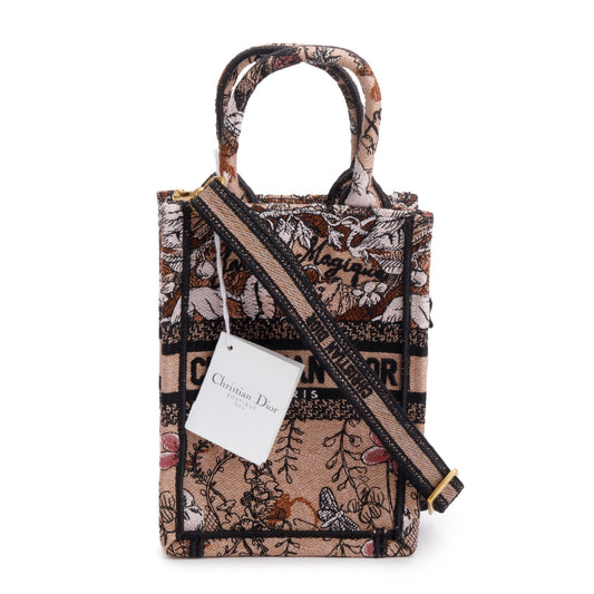 Christian Dior 2022 Pink Jardin Magique Embroidered Mini Vertical Book Tote Rovelle Bags