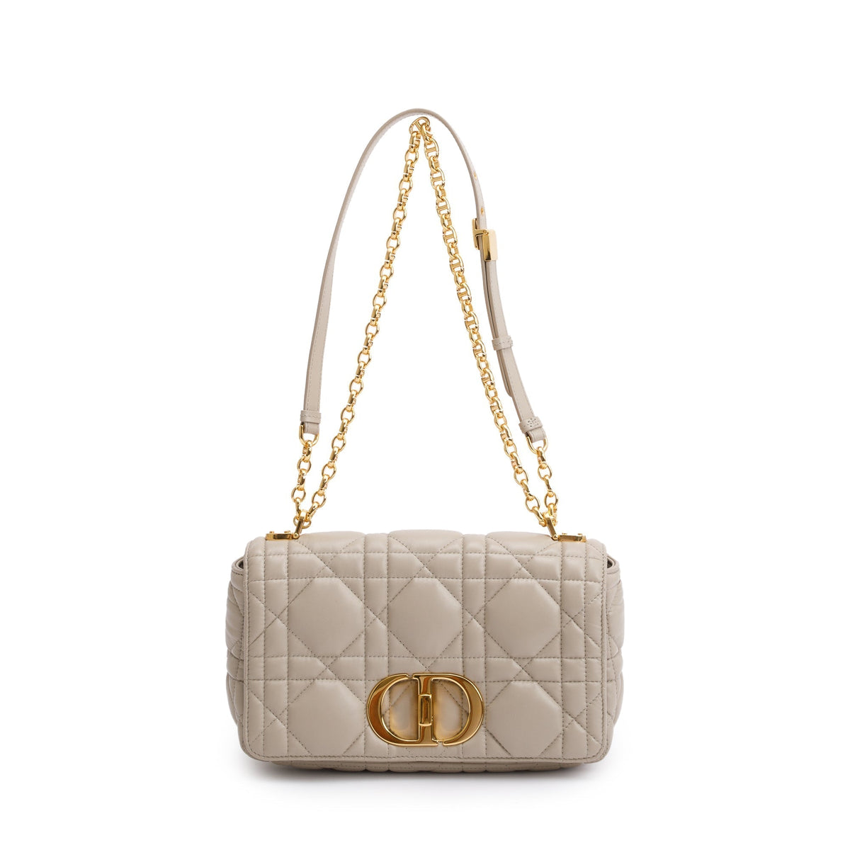 Christian Dior 2022 Taupe Supple Cannage Calfskin Leather Medium Dior Caro Bag Rovelle Bags
